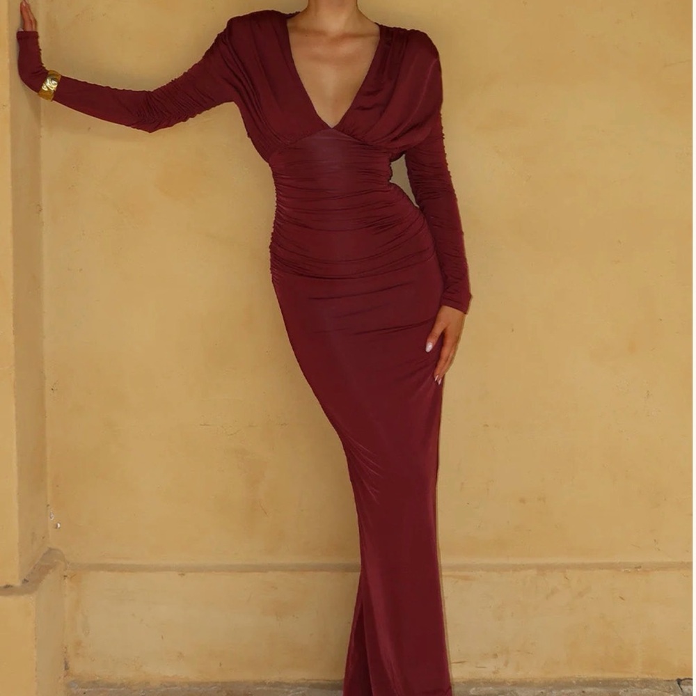 Meshki Deep Red Long Sleeve Dress
